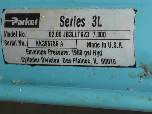 PARKER VALVE 02.00 JB3LLTS23 7.000 *USED*