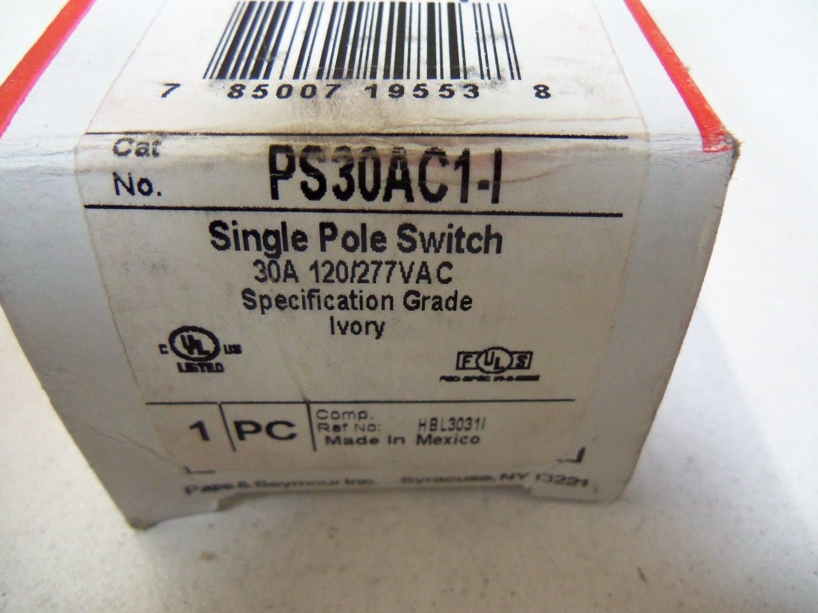 PASS & SEYMOUR PS30AC1-I SINGLE POLE SWITCH *NEW IN BOX*