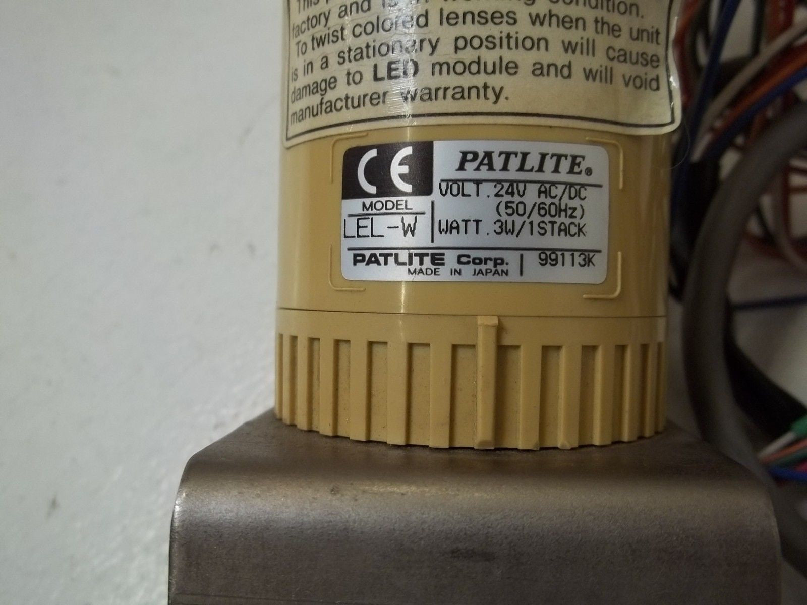 PATLITE CORP. MODEL LEL-W SIGNAL LIGHT STACK *USED*