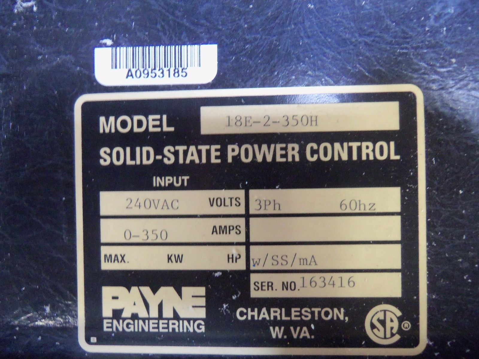PAYNE 18E-2-350H CONTROLLER *USED*