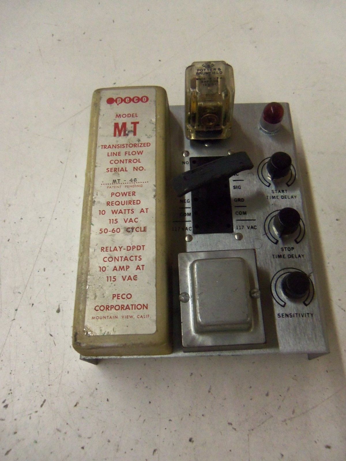 PECO TRANSISTORIZED LINE FLOW CONTROL MODEL MT *USED*