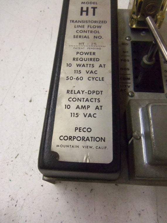 PECO TRANSISTORIZED LINE FLOW CONTROL MODEL HT *USED*