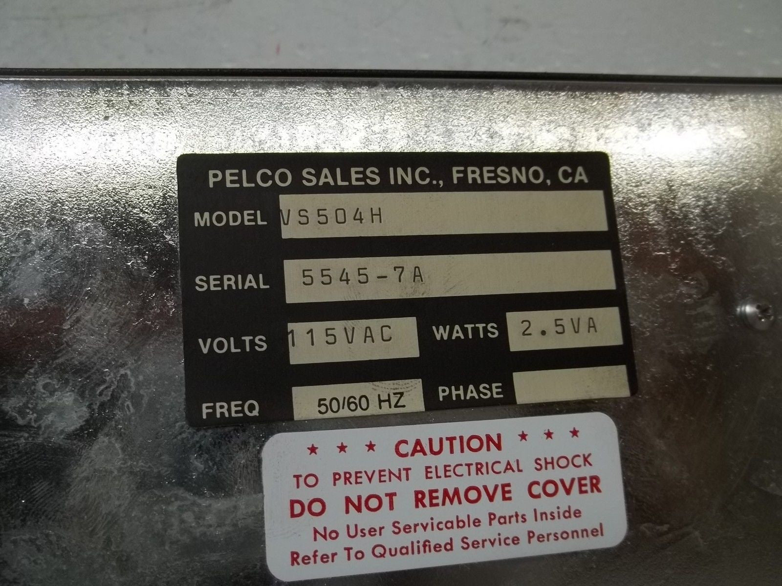 PELCO SALES INC. VS504H SEQUENTIAL SWITCHES *USED*