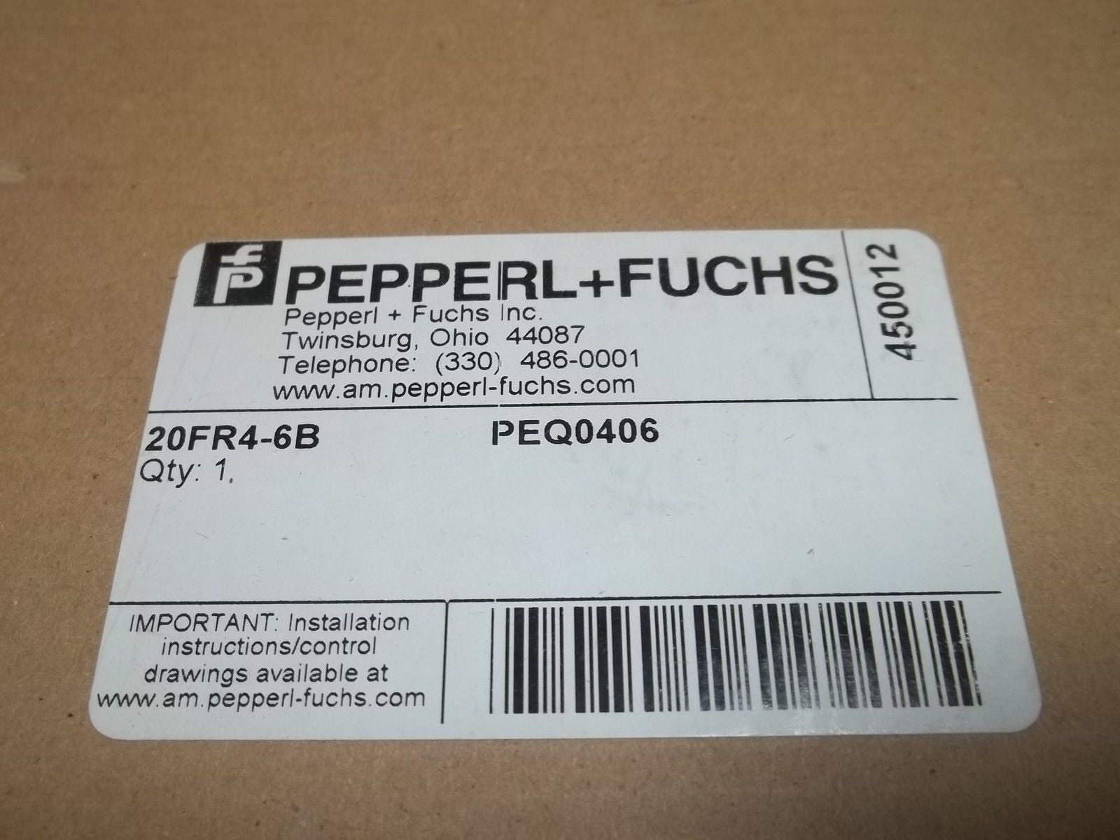 PEPPERL+FUCHS 20FR4-6B *NEW*