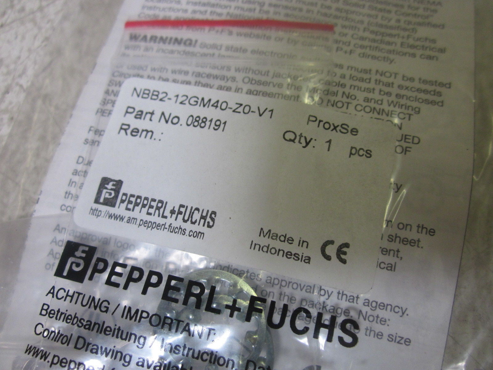 PEPPERL+FUCHS NBB2-12GM40-Z0-V1 PROXIMITY SENSOR *NEW IN FACTORY BAG*
