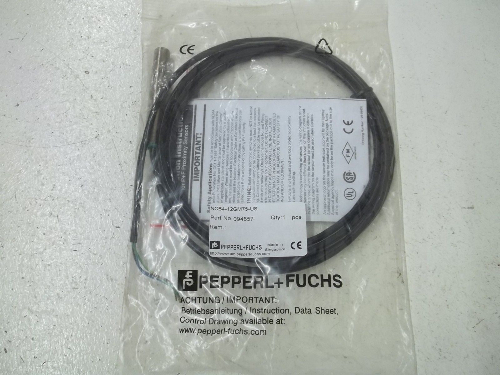 PEPPERL+FUCHS NCB4-12GM75-US PROXIMITY SENSOR *USED*
