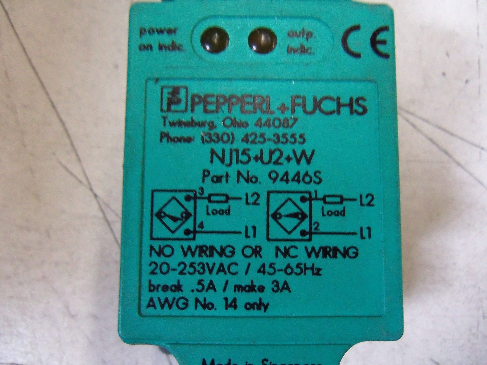 PEPPERL+FUCHS NJ15+U2+W INDUCTIVE AC SENSOR *USED*
