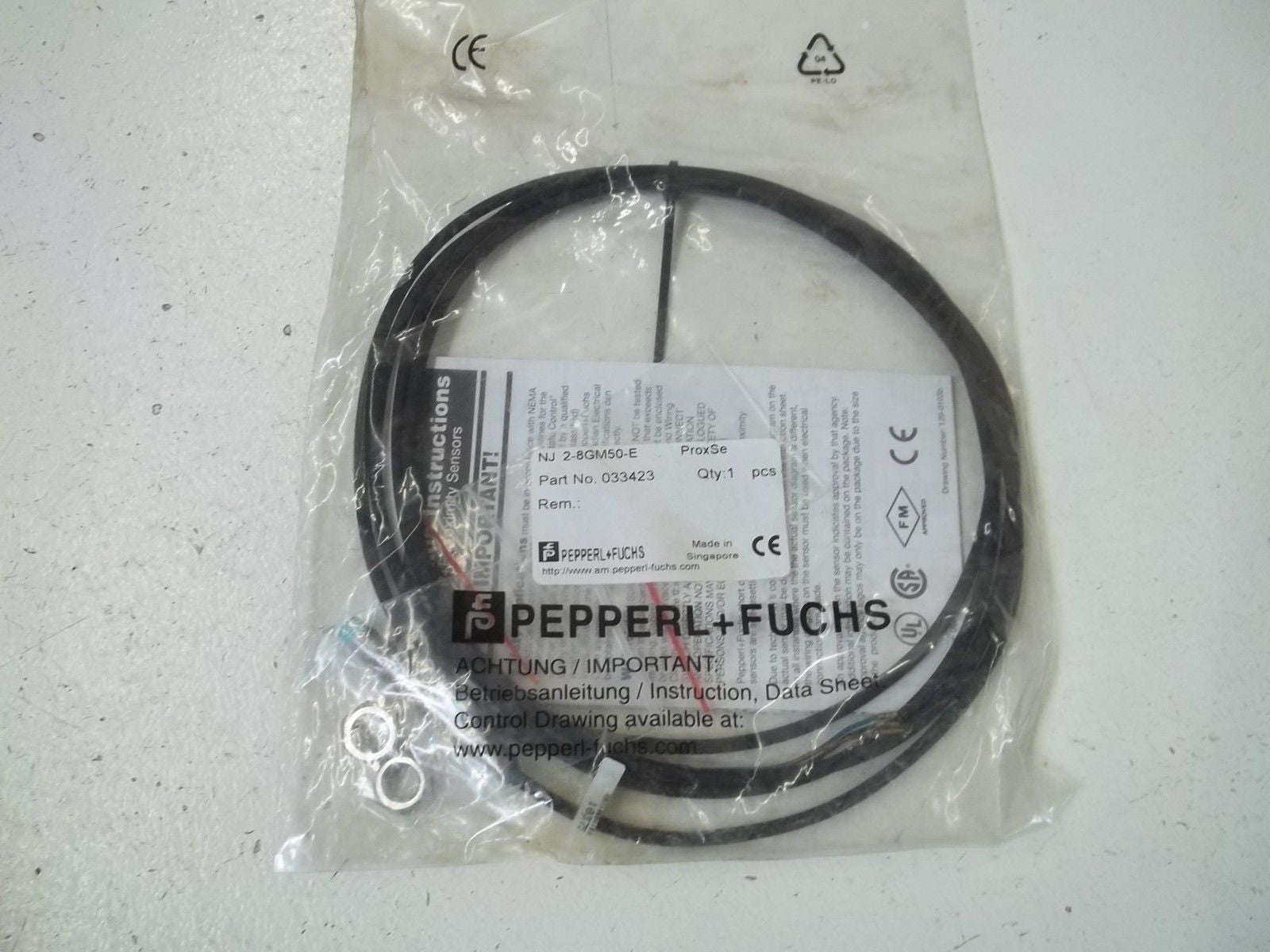 PEPPERL+FUCHS NJ2-8GM50-E INDUCTIVE SENSOR *USED*