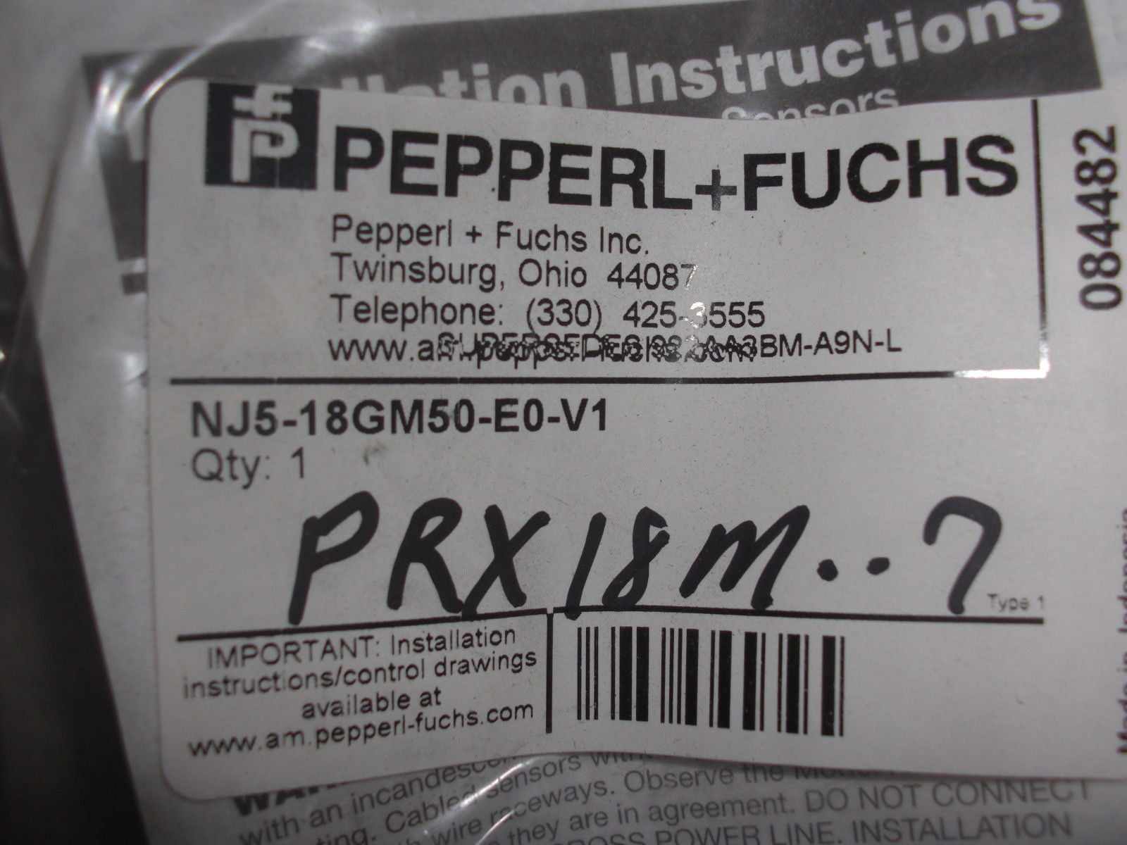 PEPPERL+FUCHS NJ5-18G-M50-E0-V1 *NEW*