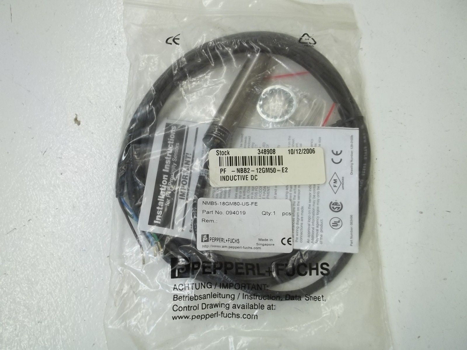 PEPPERL+FUCHS NMB5-18GM80-US-FE PROXIMITY SWITCH *NEW IN FACTORY BAG*