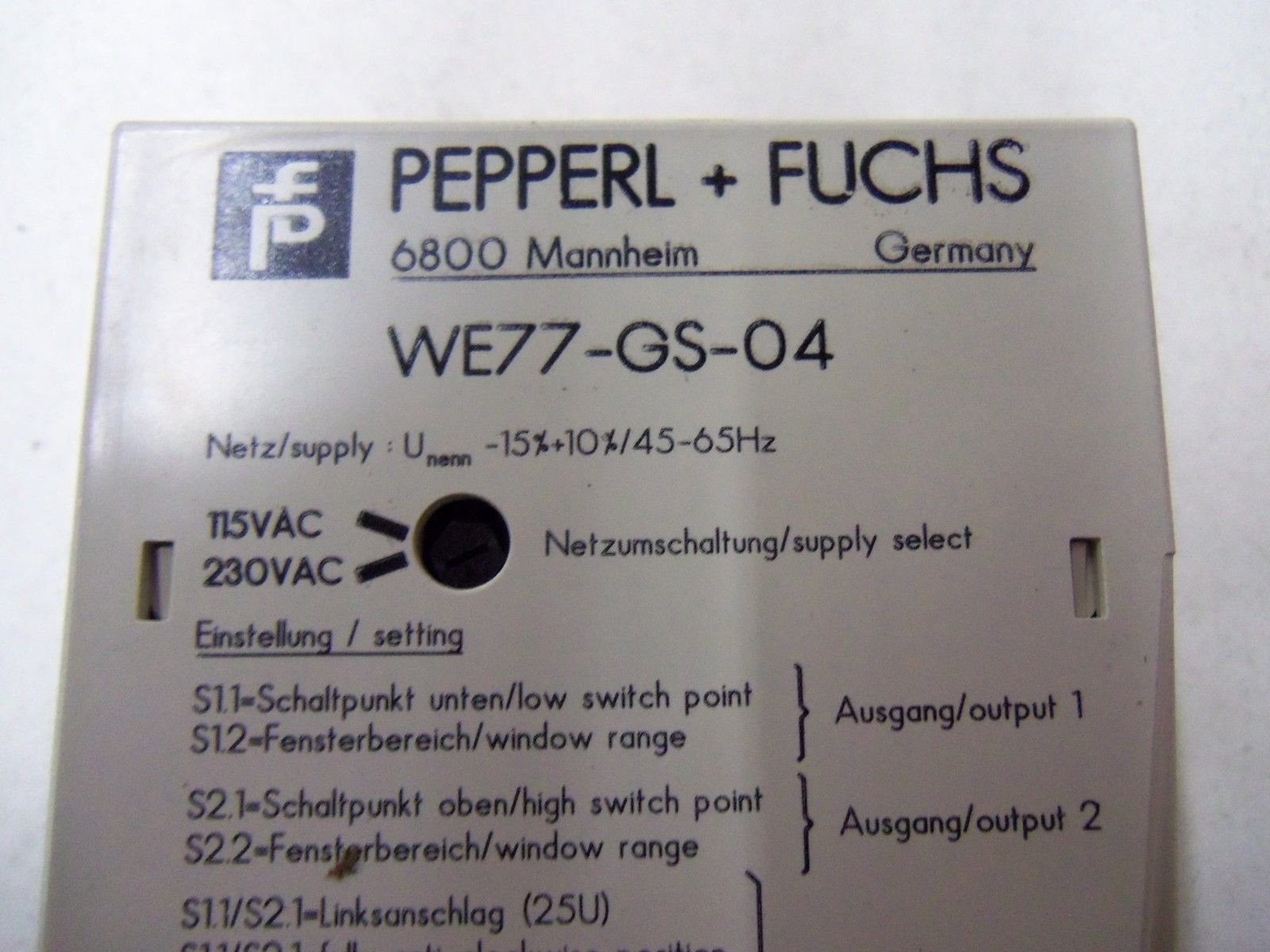 PEPPERL+FUCHS WE77-GS-04 *USED*