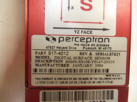 PERCEPTRON DIGITAL SURFACE SENSOR S0600-X0108-Y0147-Z0310 *REPAIRED*