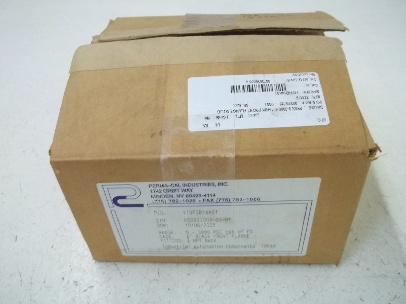 PERMA-CAL INDUSTRIES, INC. 110FIB14A01 GAUGE 0-3000 PSI *NEW IN BOX*
