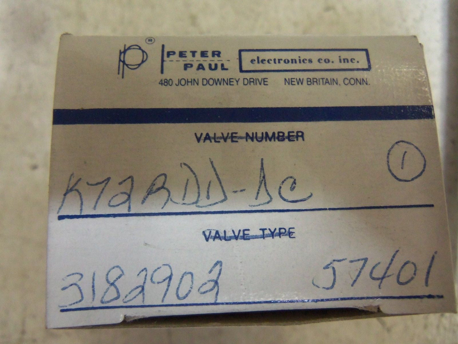 PETER PAUL SOLENOID VALVE K72RDD-DC *NEW IN BOX*