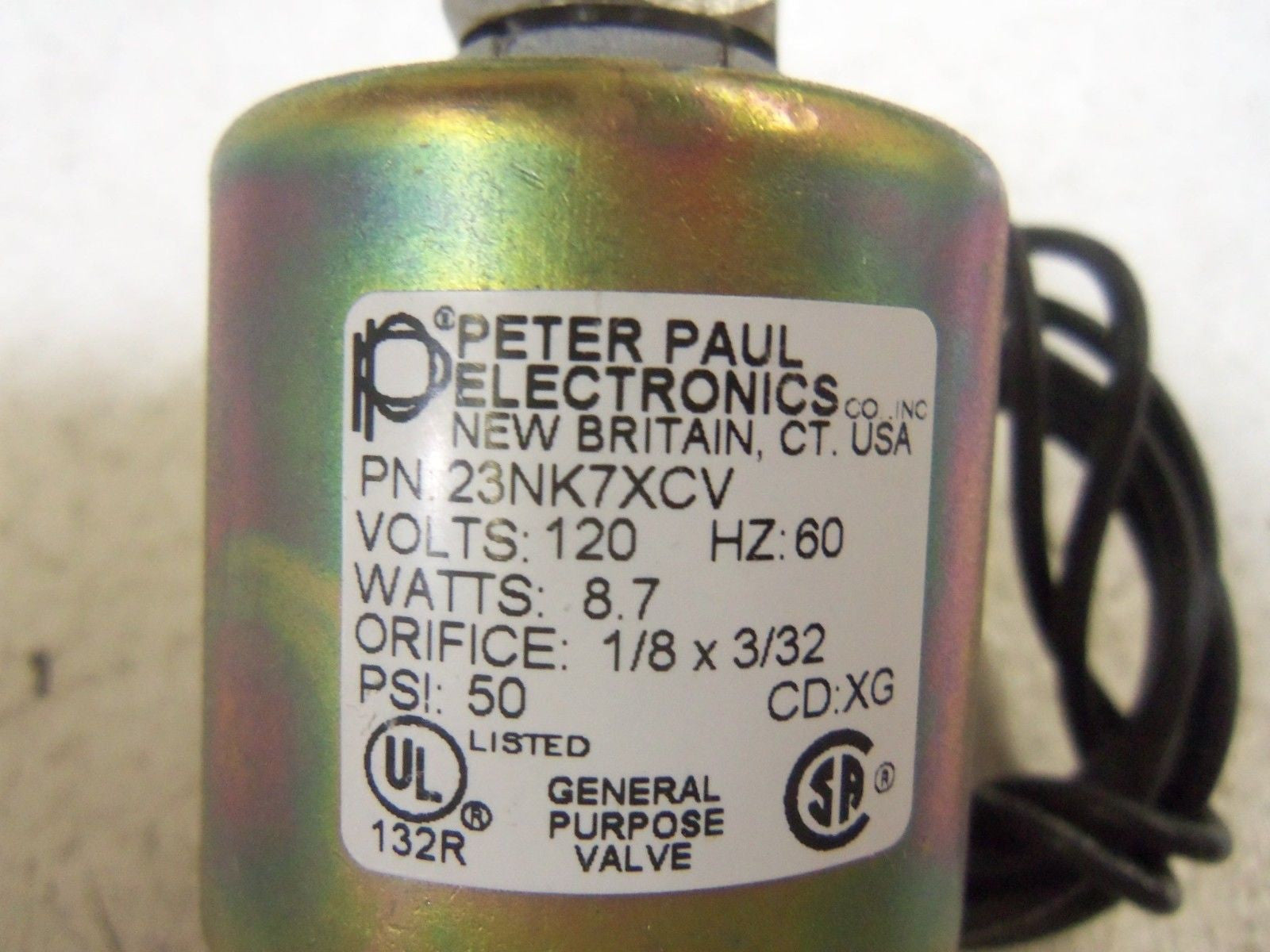 PETER PAUL SOLENOID VALVE 23NK7XCV 120/60 *NEW IN BOX*
