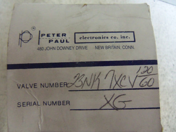 PETER PAUL SOLENOID VALVE 23NK7XCV 120/60 *NEW IN BOX*