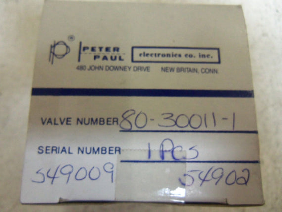 PETER PAUL SOLENOID VALVE 80-300-11 *NEW IN BOX*