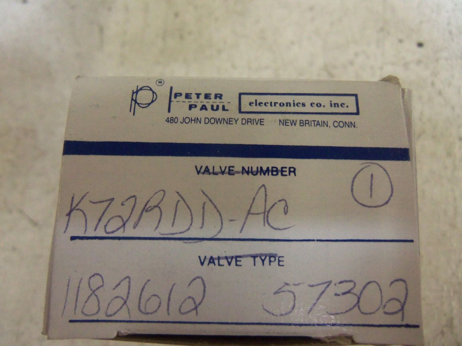 PETER PAUL SOLENOID VALVE K72RDD-AC *NEW IN BOX*