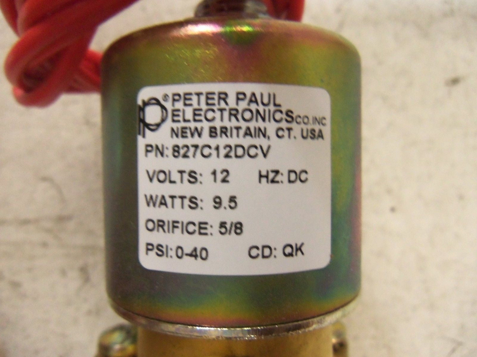 PETER PAUL SOLENOID VALVE 827C12DCV-12DC  *NEW IN BOX*