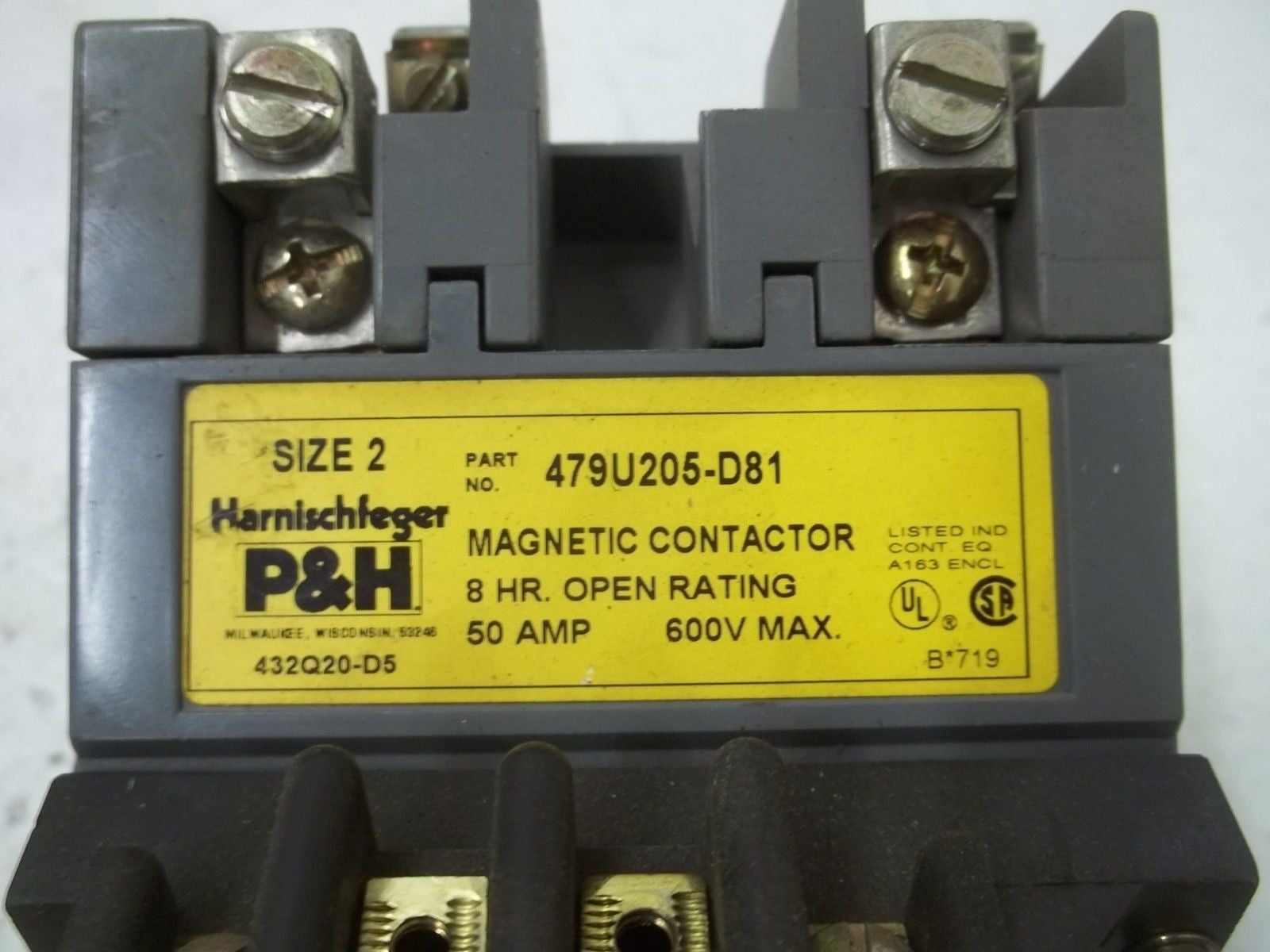 P&H 479U205D81 MAGNETIC CONTACTOR *USED*