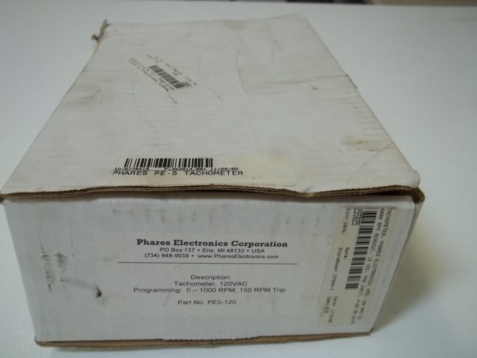 PHARES ELECTRONICS CORPORATION PE5-120 TACHOMETER, 120VAC *NEW IN BOX*