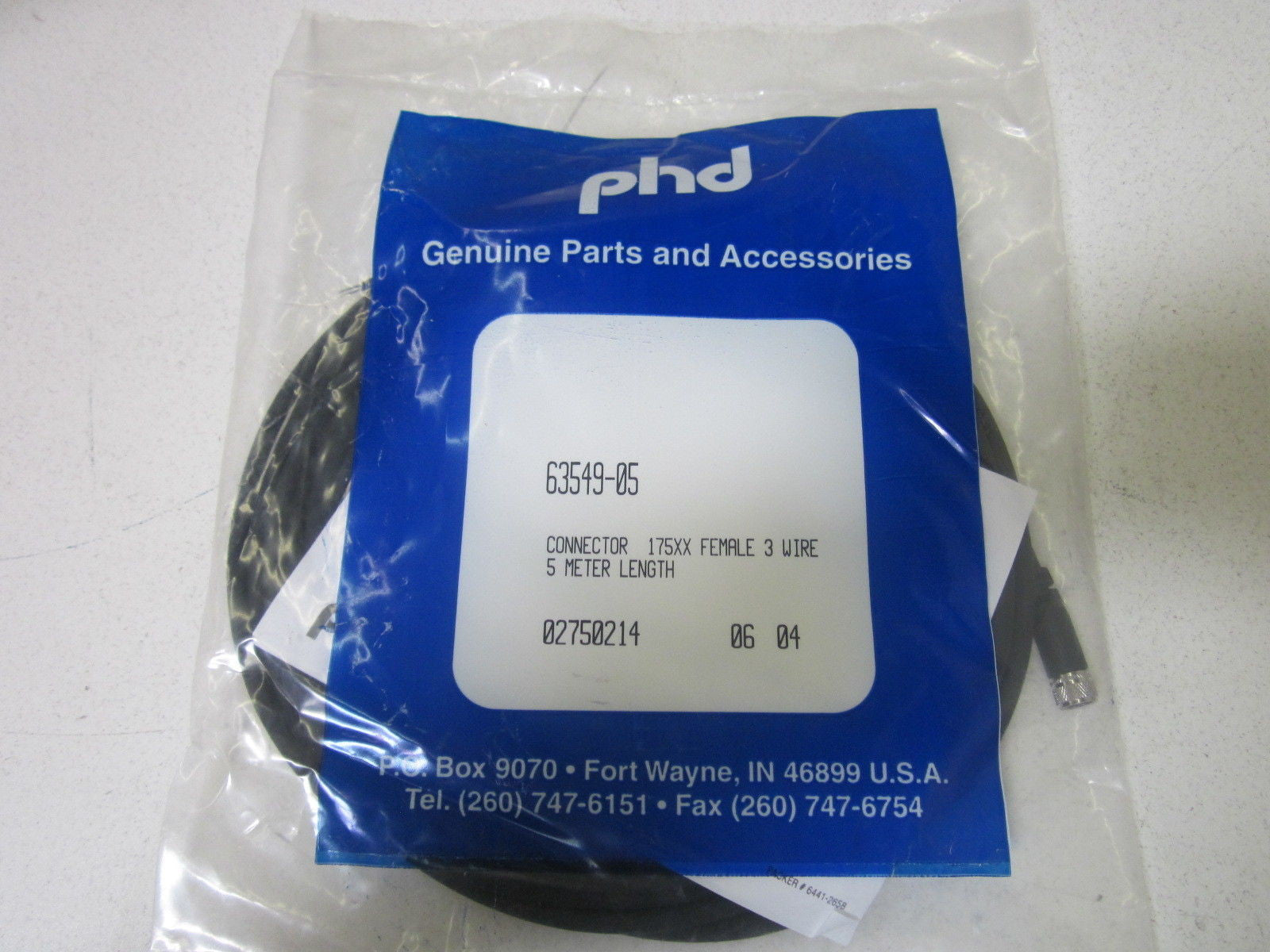 PHD 63549-05 CORDSET FEMALE CONNECTOR *NEW IN FACTORY BAG*