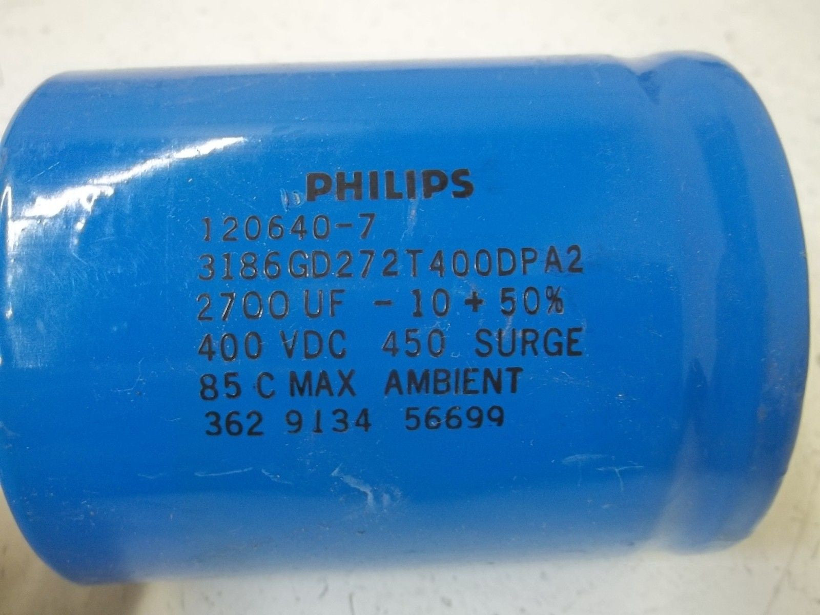 PHILIPS 120640-7 3186GD272T400DPA2 CAPACITOR 2700UF 400VDC *USED*