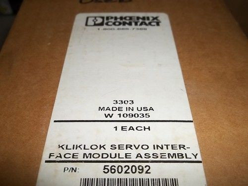 PHOENIX CONTACT 5602092 KLIKLOK SERVO INTERFACE MODULE ASSEMBLY *NEW*