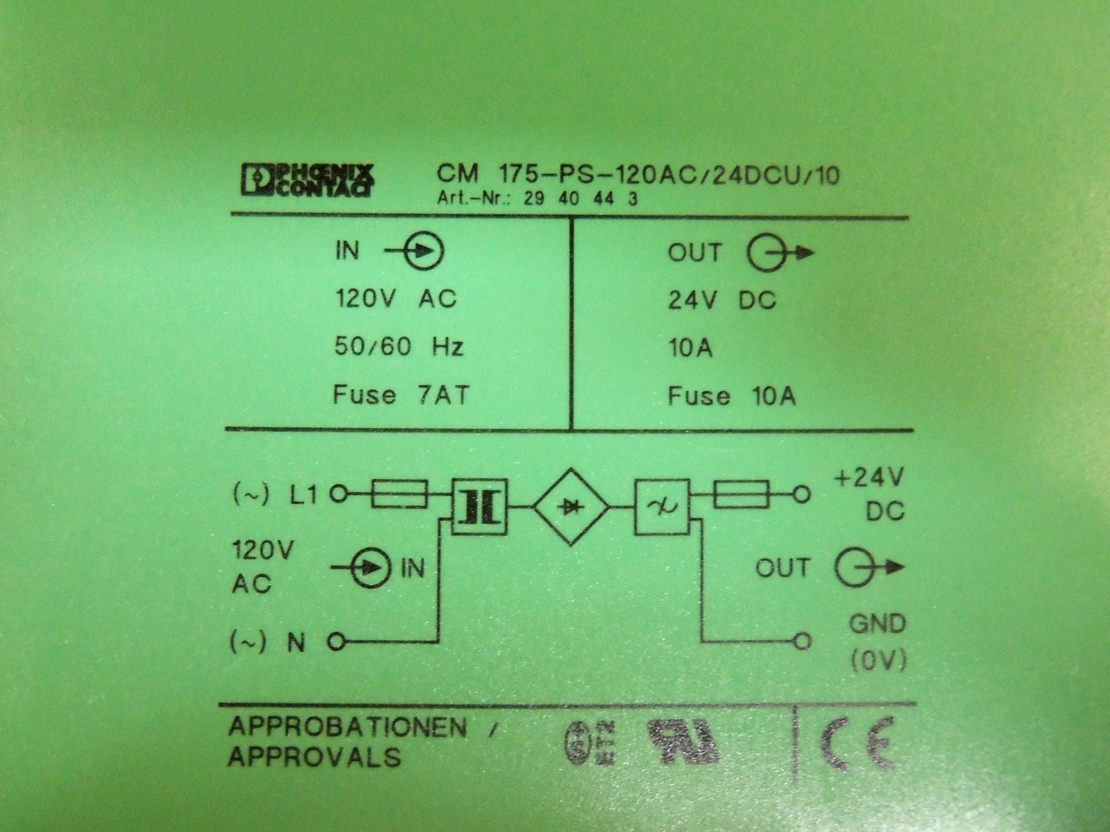 PHOENIX CONTACT CM175-PS-120AC/24DCU/10 POWER SUPPLY *NEW IN BOX*