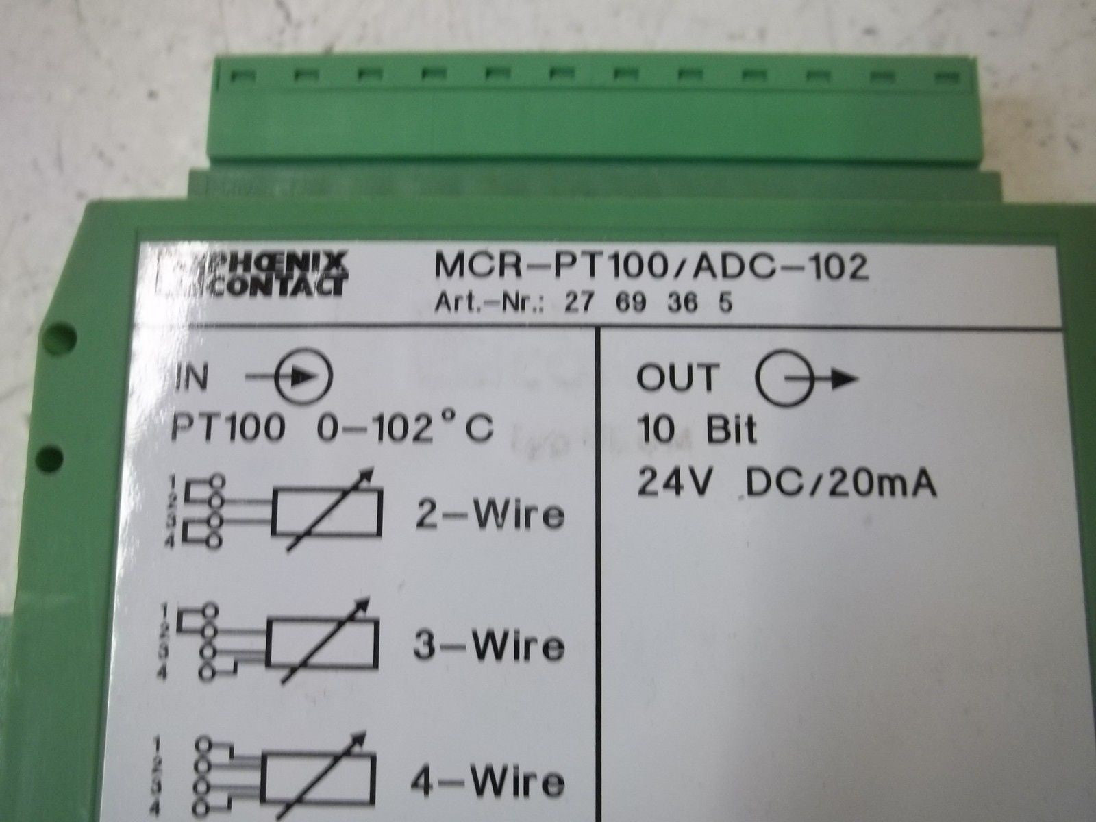 PHOENIX CONTACT MCR-PT100/ADC-102 TRANSDUCER *USED*