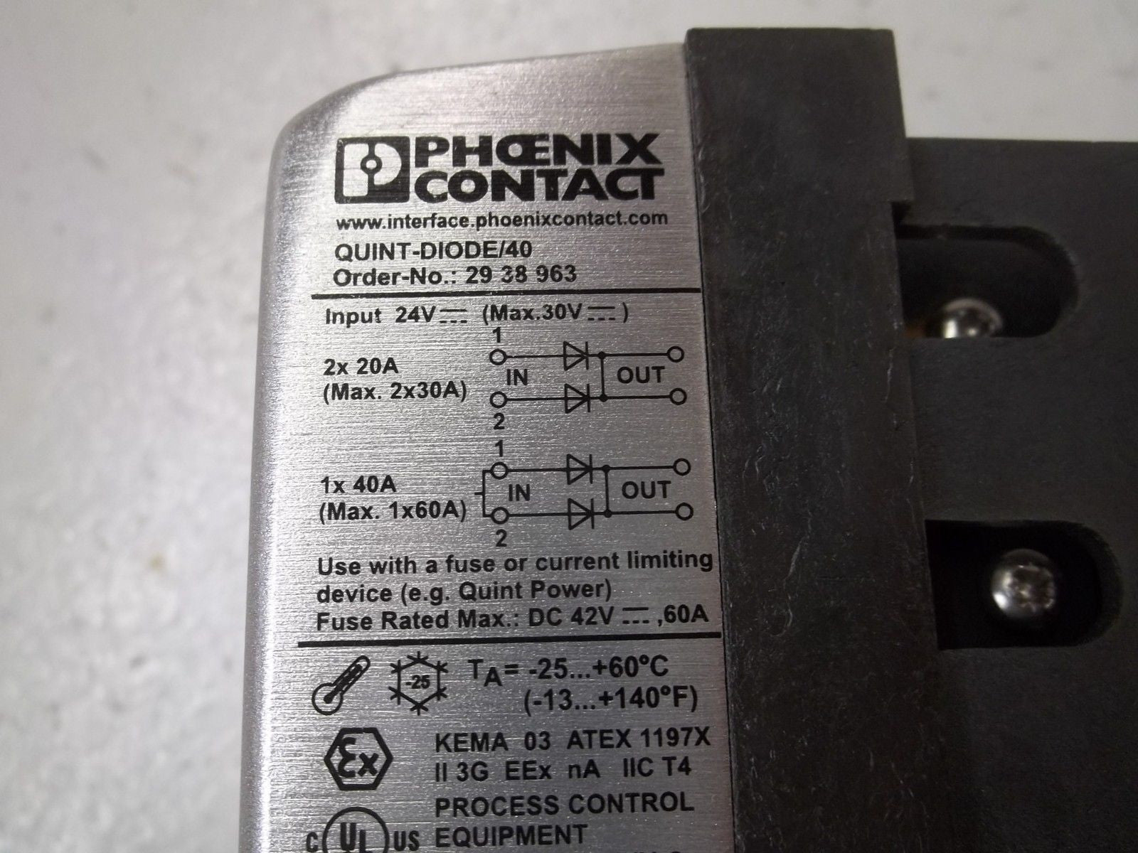 PHOENIX CONTACT QUINT-DIODE/40 REDUNDANCY MODULE *USED*