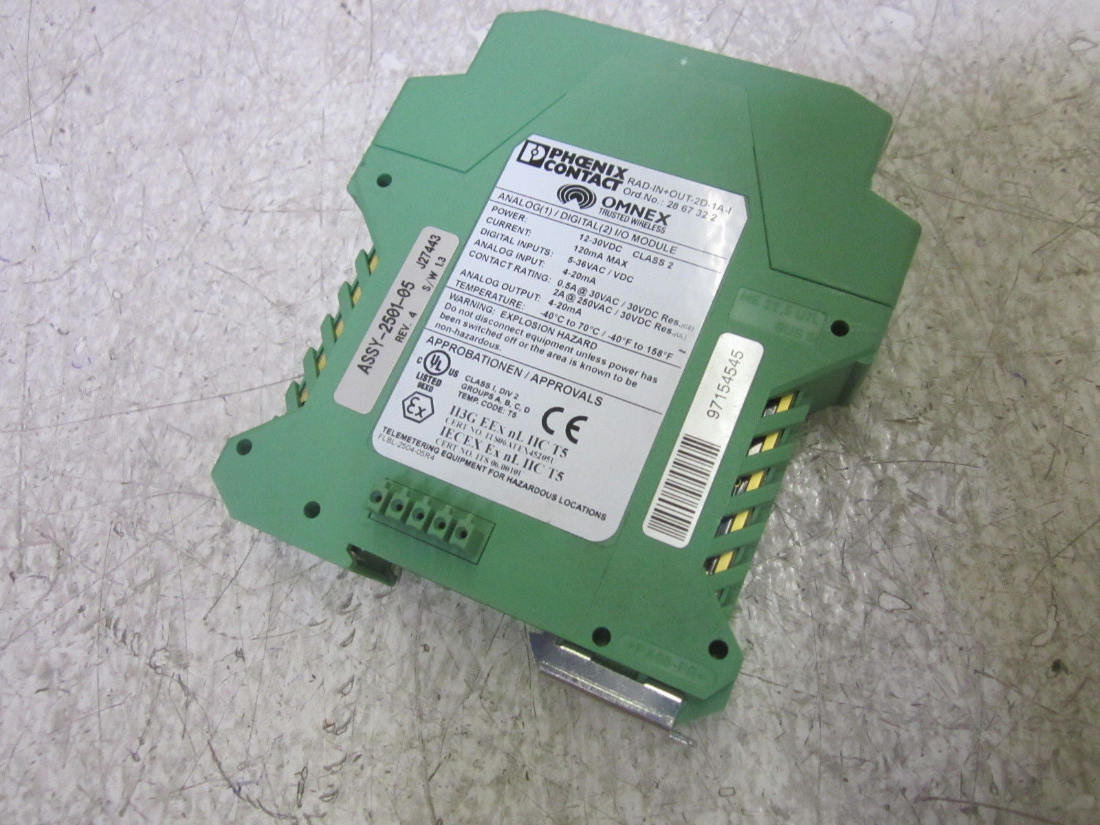 PHOENIX CONTACT RAD-IN+OUT-2D-1A-1 EXTENSION MODULE *USED*