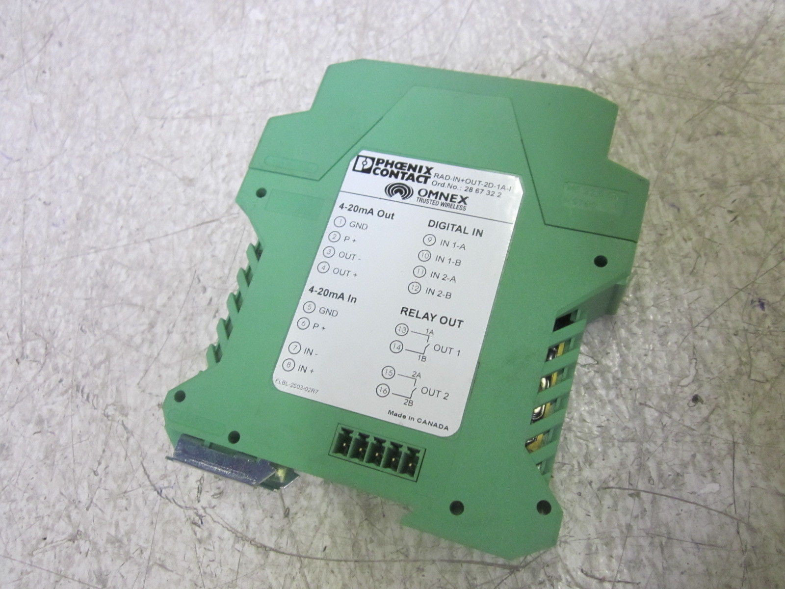 PHOENIX CONTACT RAD-IN+OUT-2D-1A-1 EXTENSION MODULE *USED*