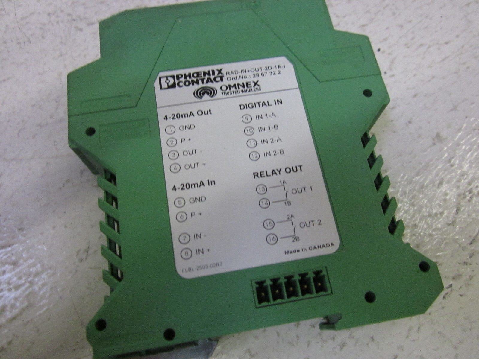 PHOENIX CONTACT RAD-IN+OUT-2D-1A-I EXTENSION MODULE *USED*