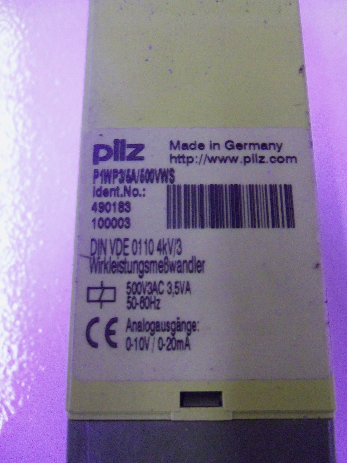 PILZ P1WP3 /5A / 500VWS *USED*