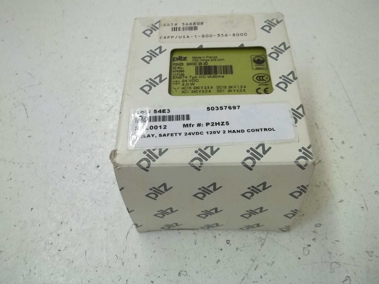 PILZ P2HZ5 24VDC 2S 2O SAFETY RELAY *NEW IN BOX*
