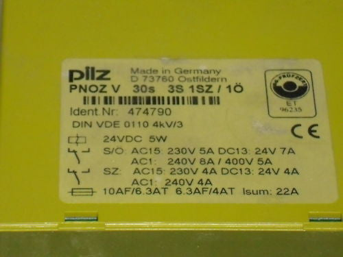 PILZ PNOZV30s3S1SZ/1O 474790 SAFETY RELAY *USED*