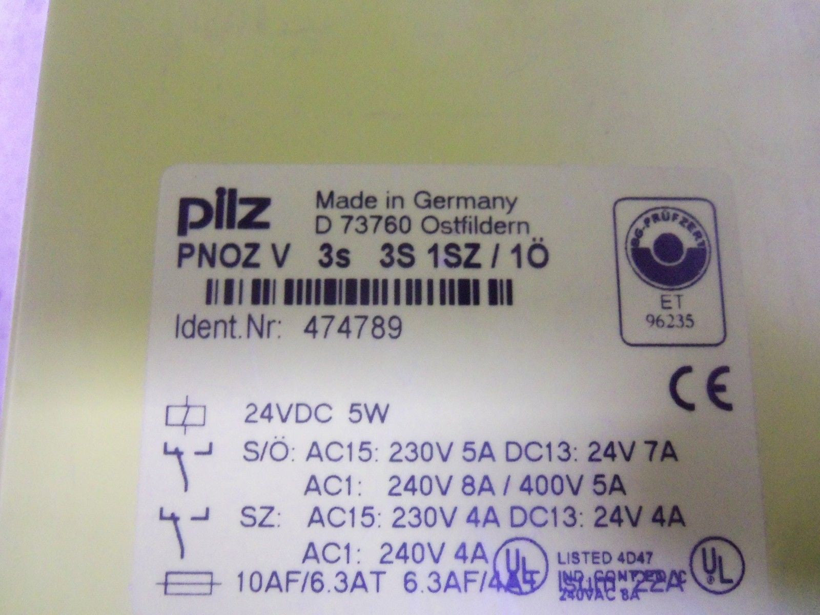 PILZ PNOZV3s3S1SZ/1O 474789 SAFETY RELAY *NEW IN BOX*