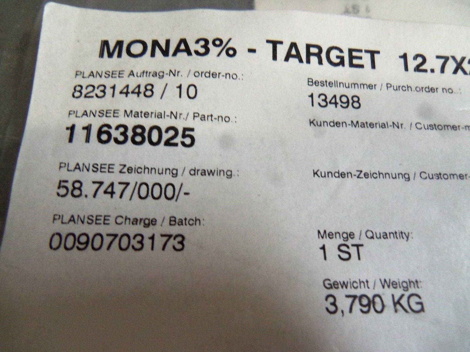 PLANSEE 11638025 *USED*