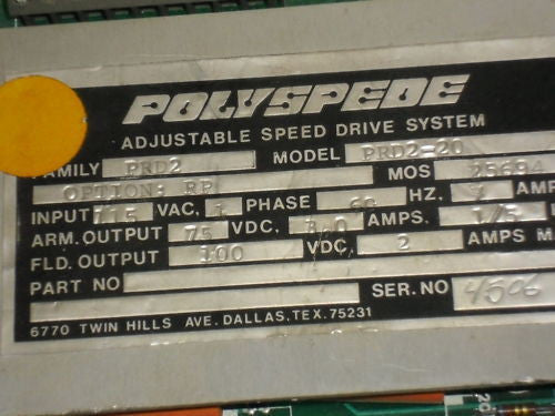 POLYSPEDE ADJUSTABLE SPEED DRIVE SYSTEM PRD2-20