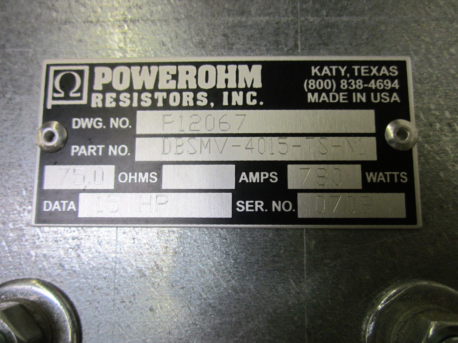 POWEROHM DBSMV-4015-TS-N1 *USED*