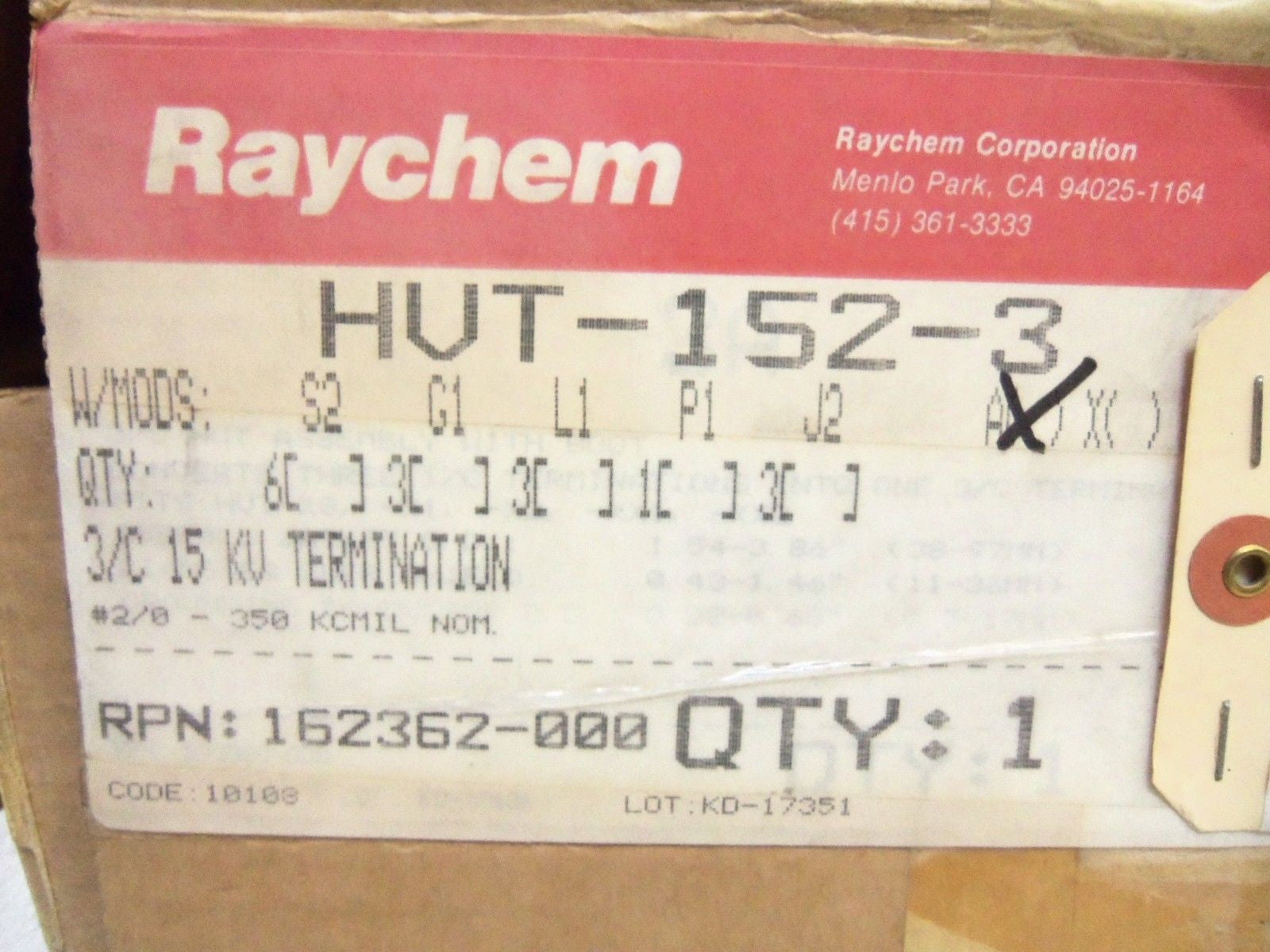RAYCHEM HVT-152-3 KIT *NEW IN BOX*