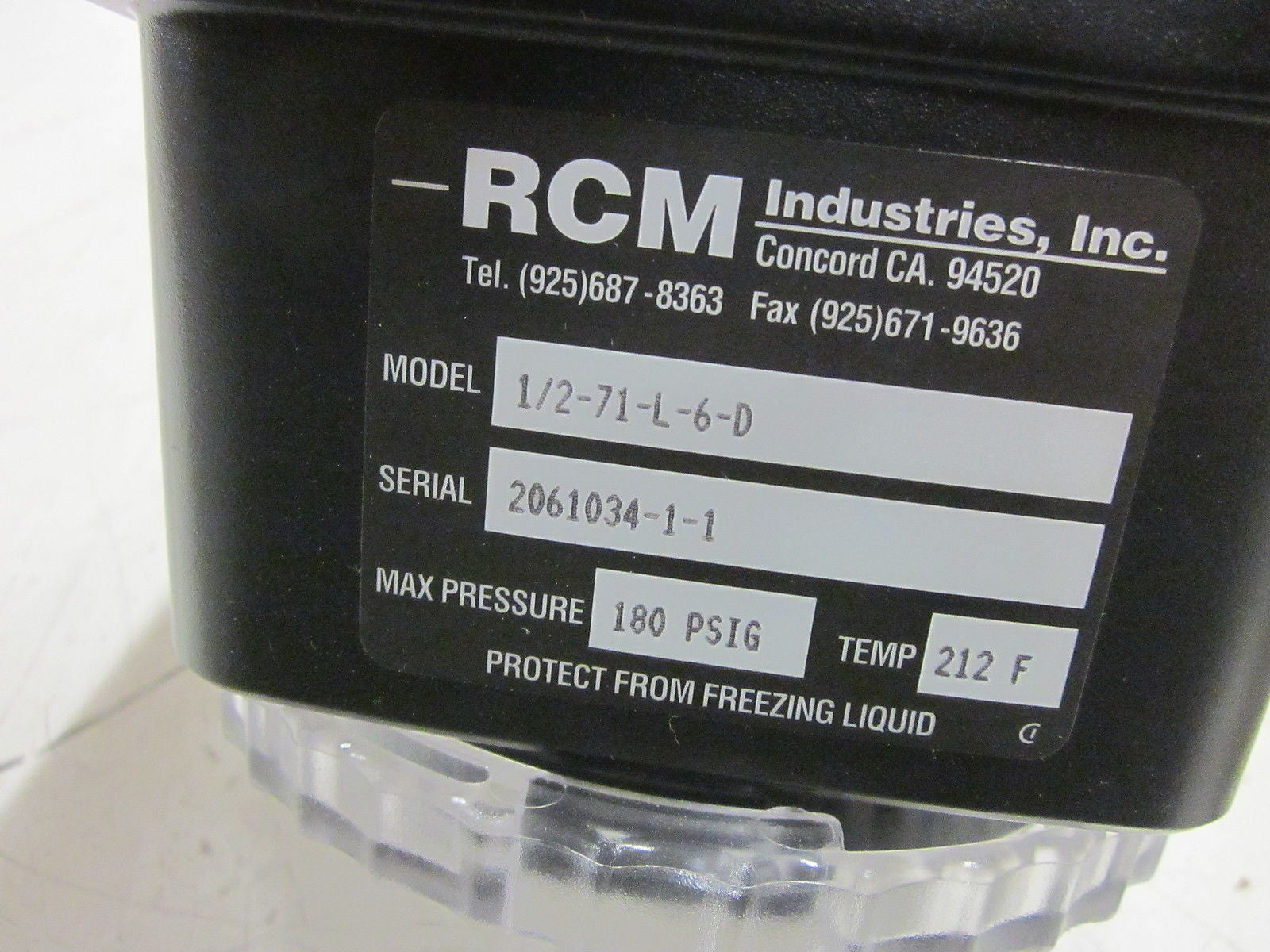 RCM INDUSTRIES 1/2-71-L-6-D GAUGE FLOW 1/2" .5-6.0GPM 180PSIG *NEW IN BOX*