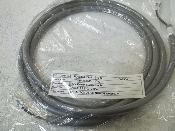 RD0BF210400 280V POWER SUPPLY CABLE *NEW NO BOX*