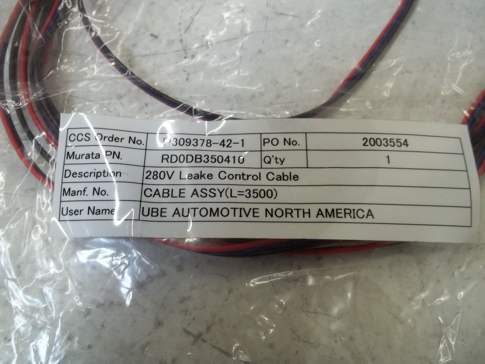 RD0DB350410 280V LEAKE CONTROL CABLE *NEW NO BOX*