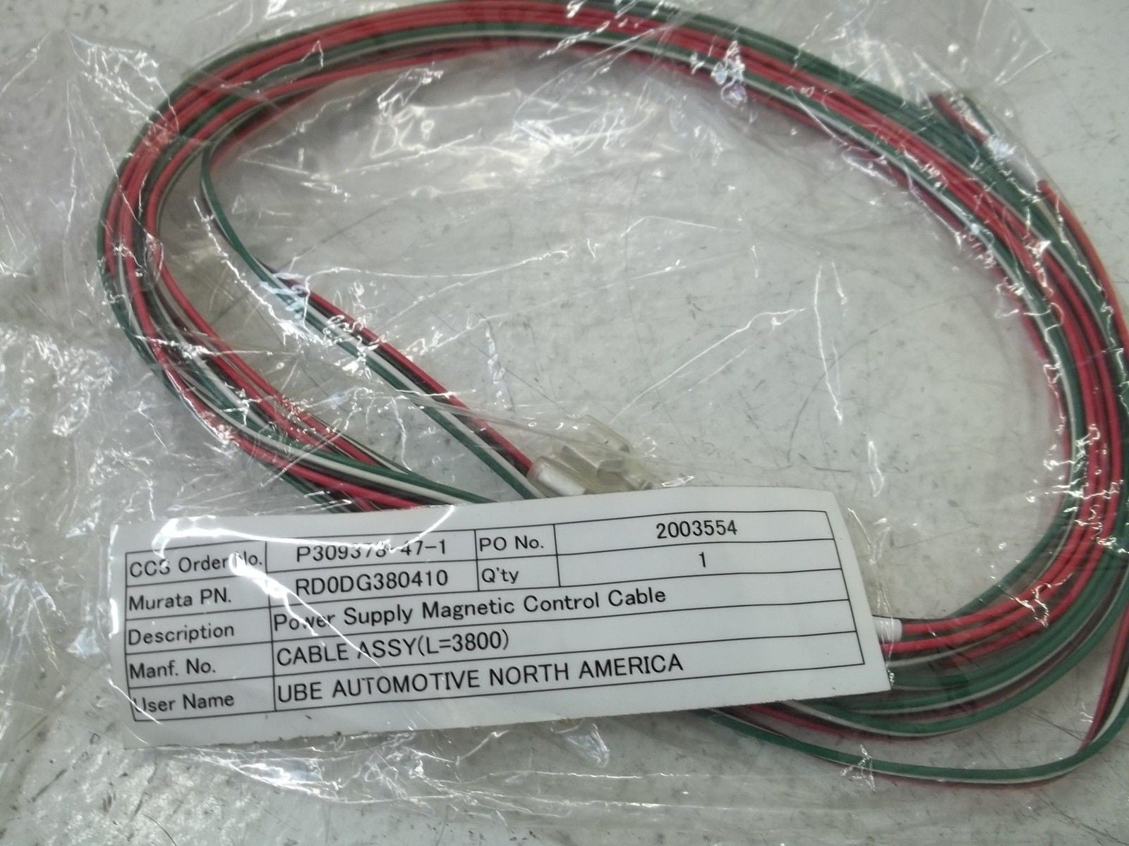 RD0DG380410 POWER SUPPLY MAGNETIC CONTROL CABLE *NEW NO BOX*