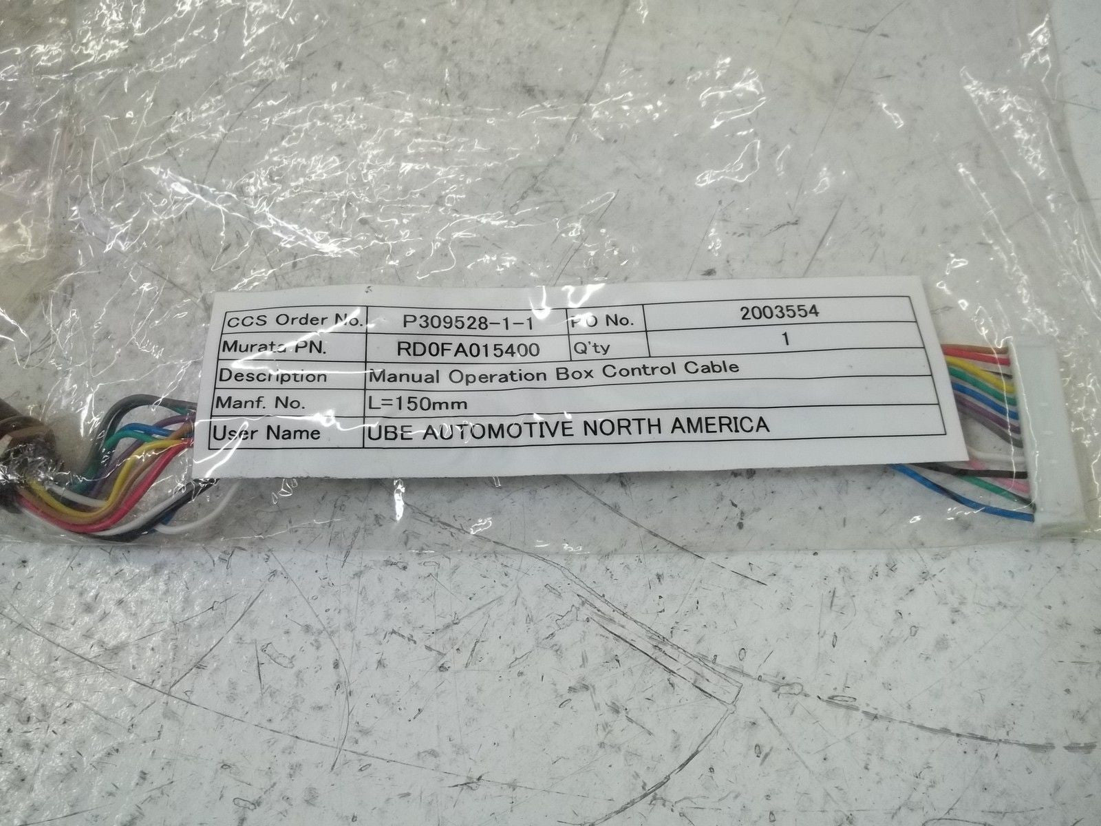 RD0FA015400 MANUAL OPERATION BOX CONTROL CABLE *NEW NO BOX*