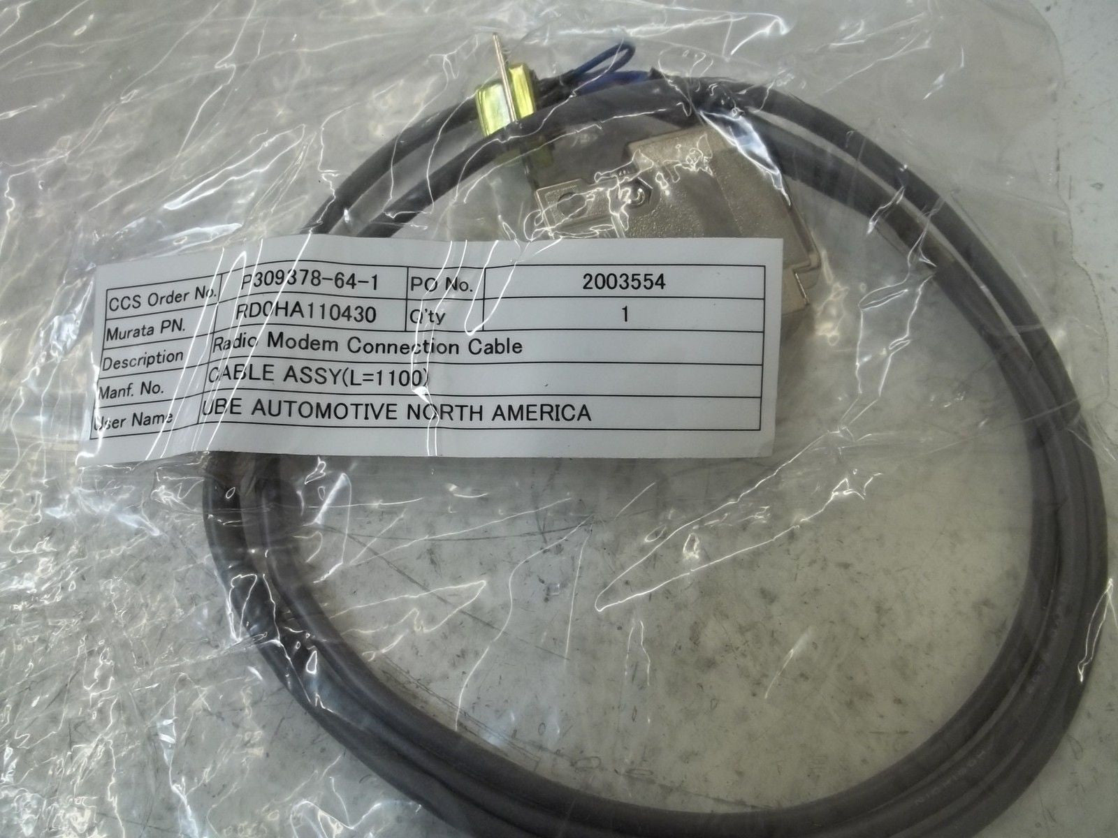 RD0HA110430 RADIO MODEM CONNECTION CABLE *NEW NO BOX*