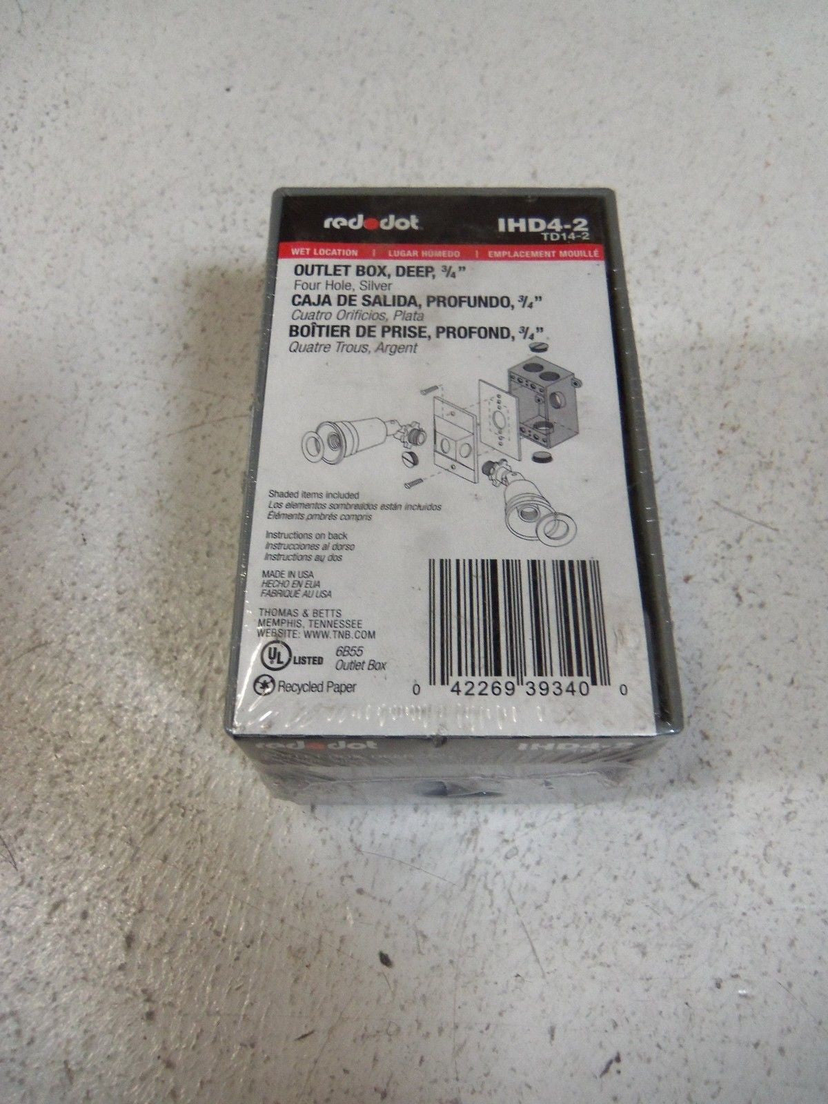RED DOT DEEP OUTLET BOX 3/4" IHD4-2 *NEW NO BOX*