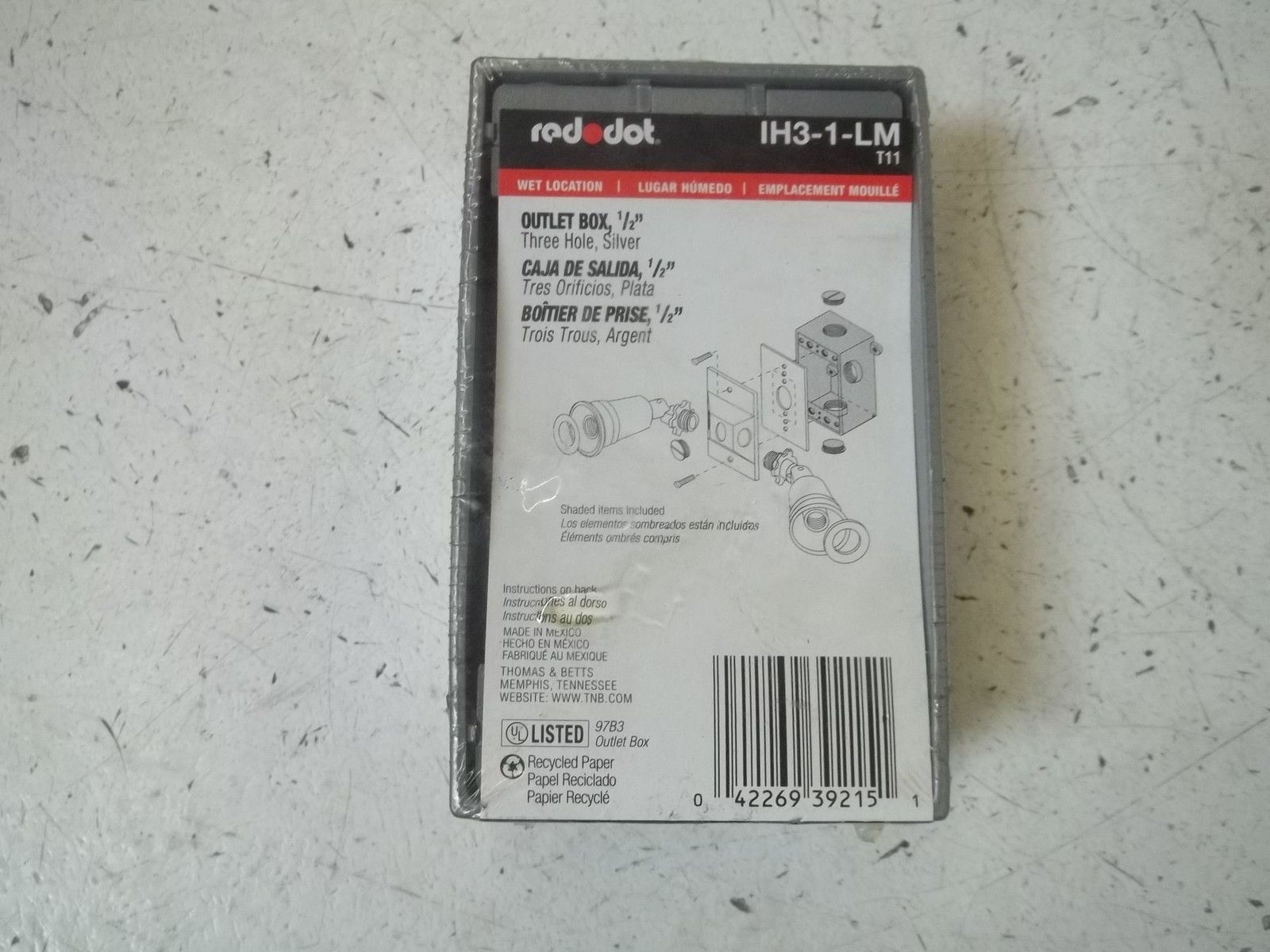 RED DOT IH3-1-LM OUTLET BOX 1/2" * ORIGINAL PACKAGE *